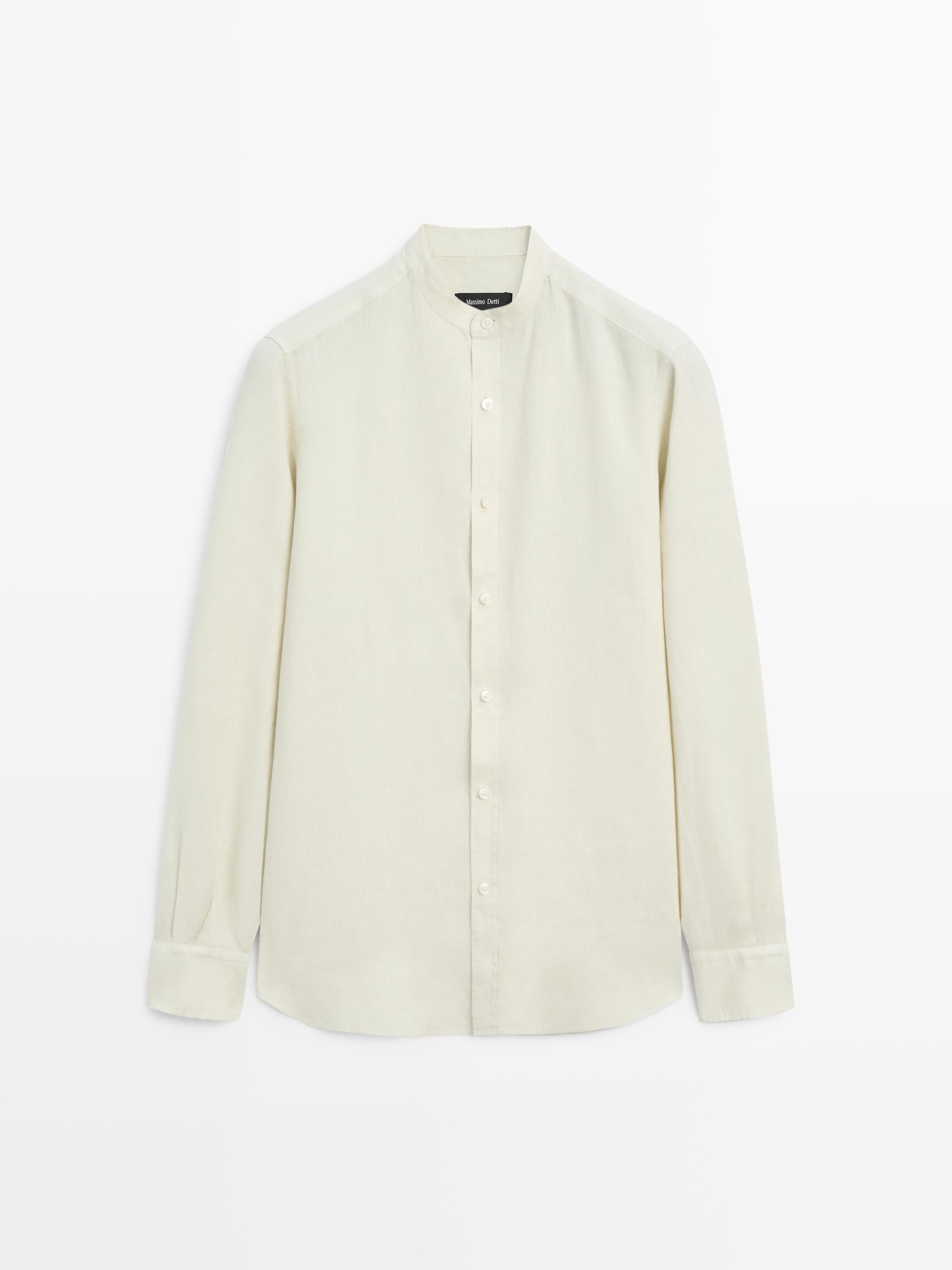 Slim fit stand collar shirt